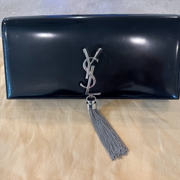 Saint Laurent  Kate Clutch with Tassel in Shiny Leather $1600 Black - Picture 1 of 7